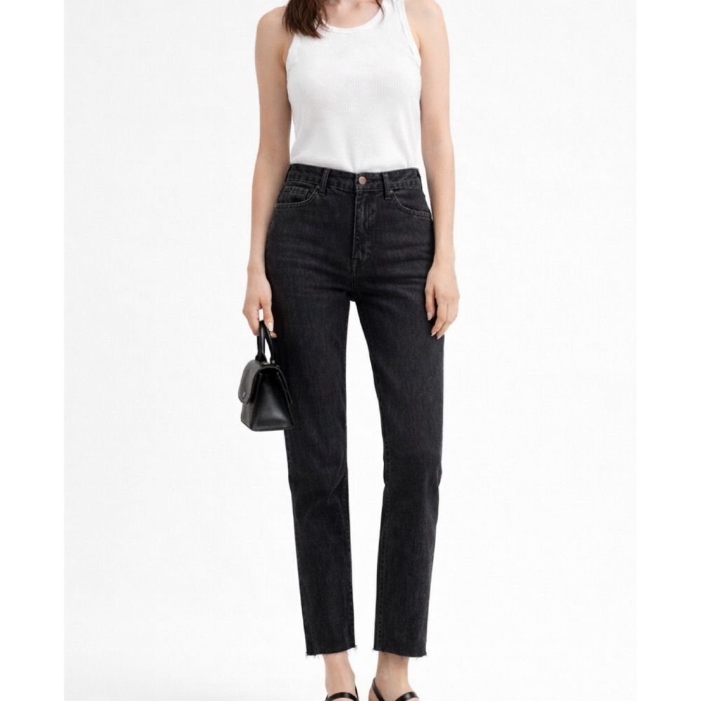 Triarchy Charcoal Cropped Straight-Leg Premium Denim Jeans